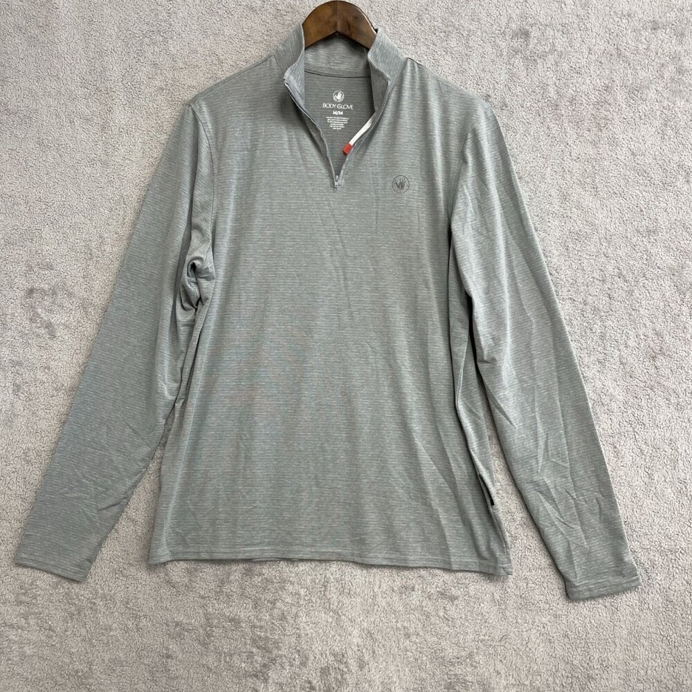 NEW Body Glove Men's M Half-Zip Long Sleeve Sweatshirt Gray Mock Stretch